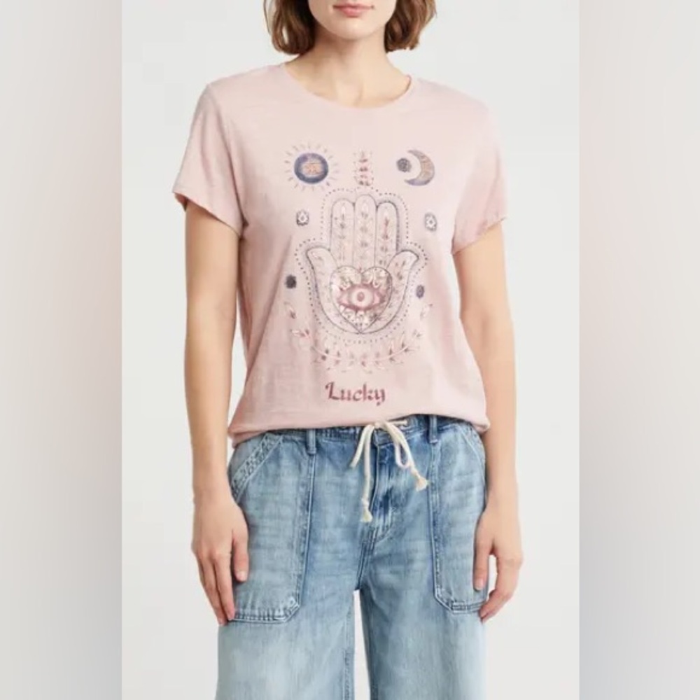NWT Lucky Brand Women's Blush Hamsa Tee